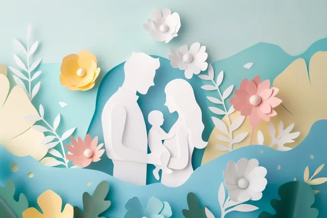 Abstrakte Papierfamilie in blühender Natur