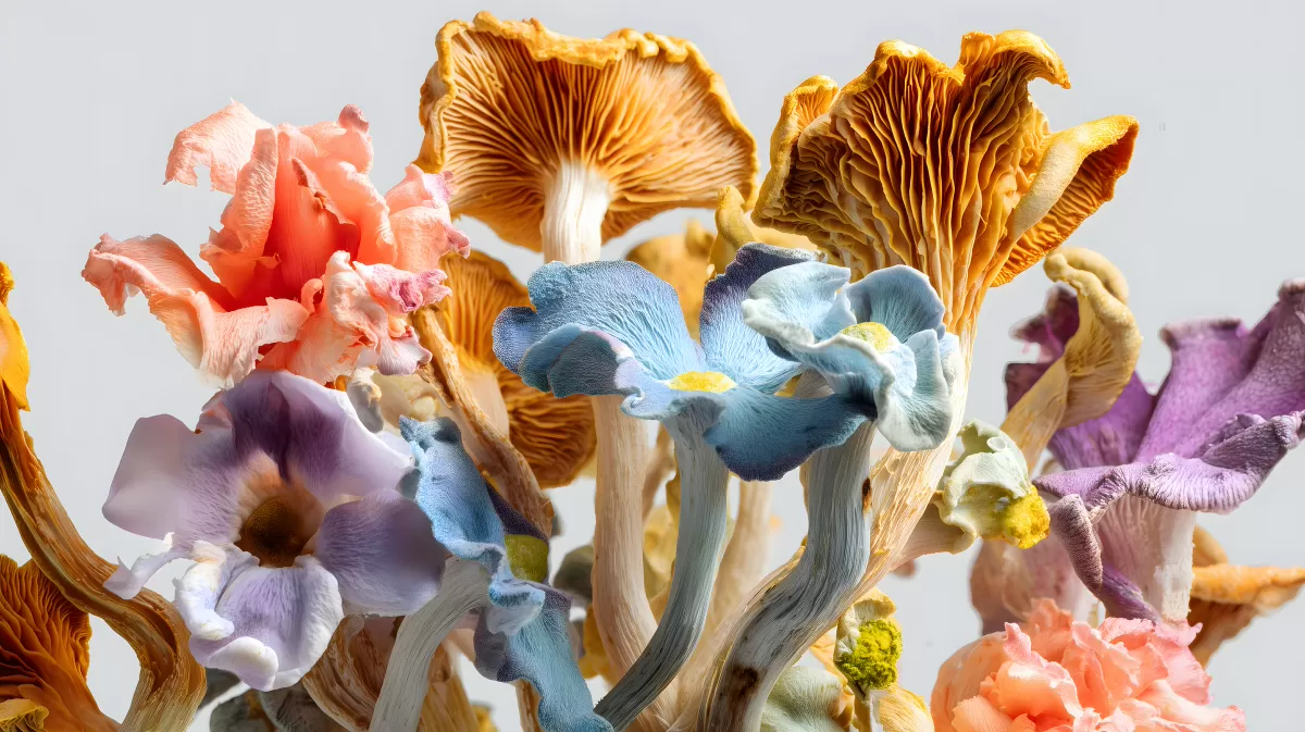 Abstrakte Pilzformen in Pastellfarben