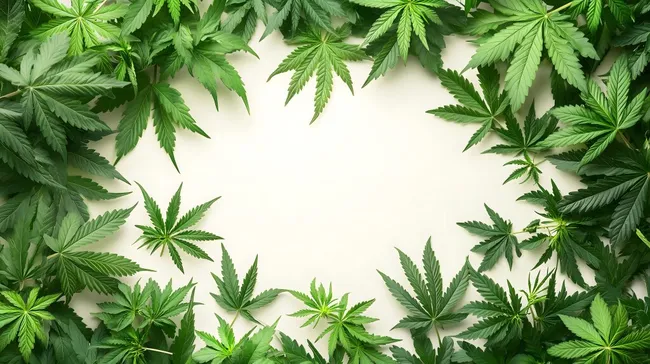 Abstrakte Rahmenkomposition mit Cannabisblättern