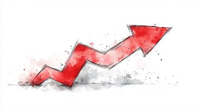 Abstrakte rote Aufwärtspfeil-Grafik für Wachstum und Erfolg