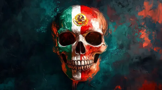 Abstrakte Schädel-Illustration mit mexikanischer Flagge