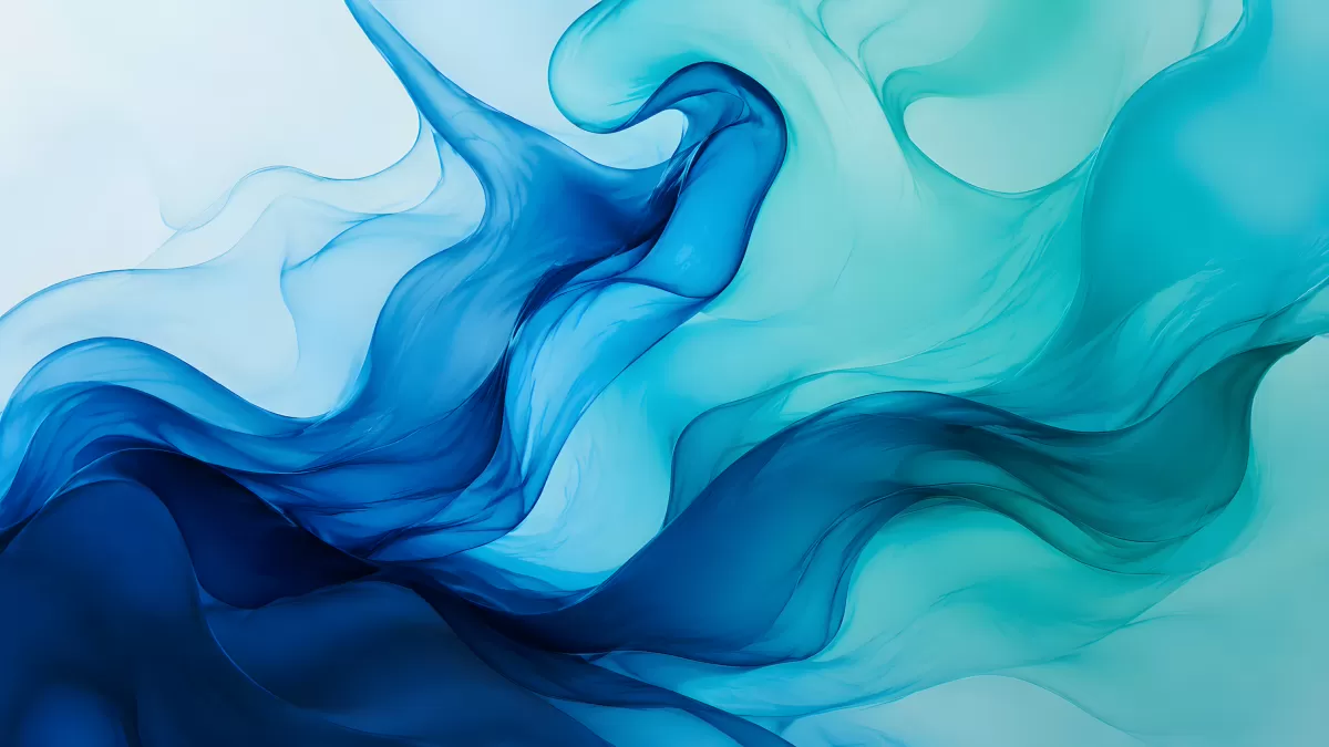 Abstrakte Wellen in Blau und Türkis fließen elegant