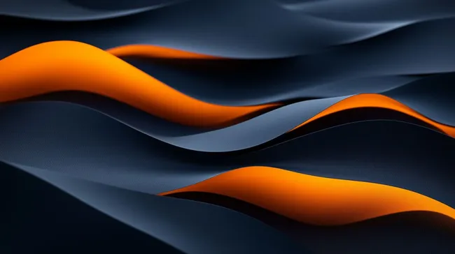 Abstrakte, wellenförmige Landschaft mit orangefarbenen Akzenten