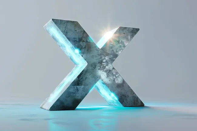 Abstraktes 3D-X-Logo mit Eiseffekt