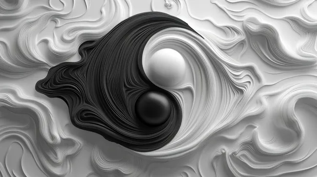 Abstraktes 3D-Yin-Yang-Symbol als Harmonie-Konzept