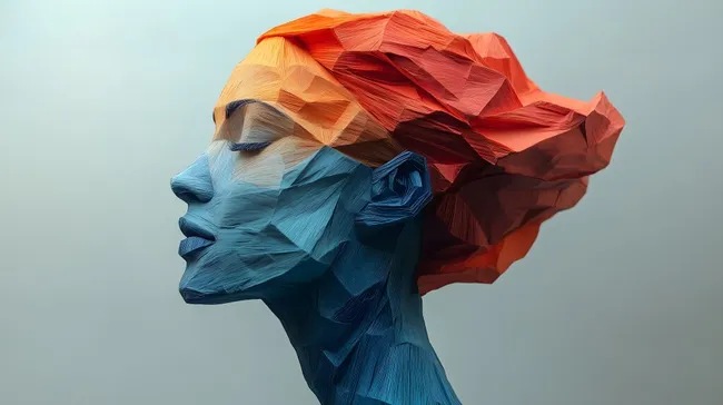 Abstraktes Porträt aus farbiger Papierstruktur