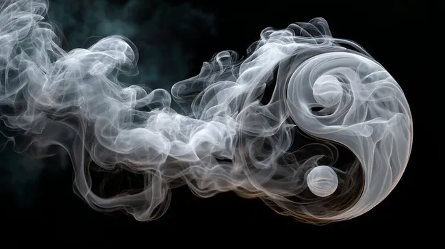 Abstraktes Yin-Yang-Symbol aus mystischem Rauch