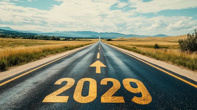 Abwechslungsreiche Landstraße in der Natur - 2029 Visionen