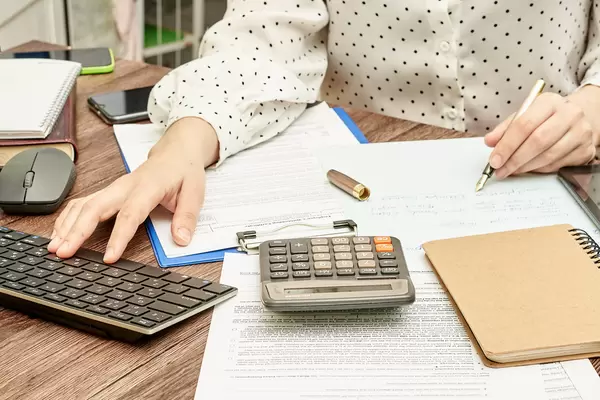 Accountant working on computer