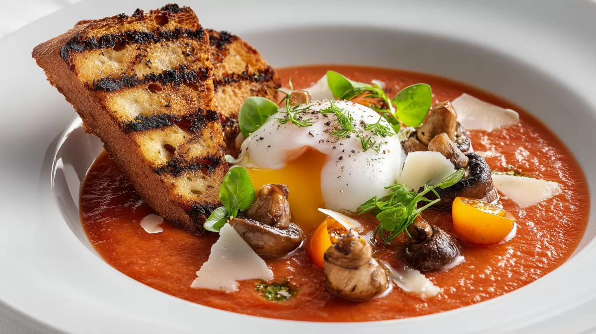 Acquacotta alla Toscana mit Steinpilzen und Ei