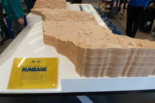 Adidas RUNBASE for Boston Marathon 2016 with wooden-made course model