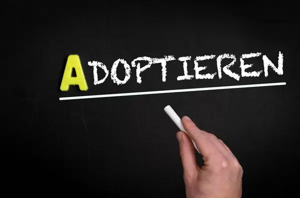 Adoptieren text on blackboard