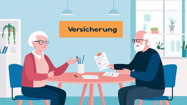 Älteres Paar bespricht Versicherungsverträge im Büro