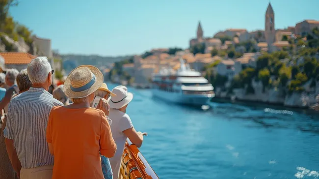 Älteres Paar genießt Flusskreuzfahrt im Mittelmeer