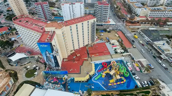 Aerial Drone Photo of Hotel Sol Katmandu Park & Resort in Magaluf, Mallorca