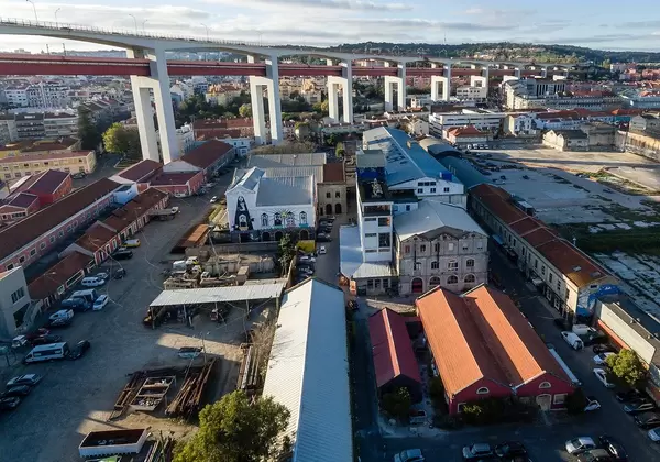 Aerial Drone Photo of LX Factory in Lisbon, Portugal