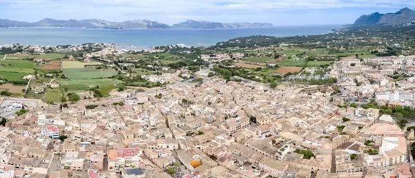 Aerial Drone Photo of Old Town Alcudia in Mallorca, Spain