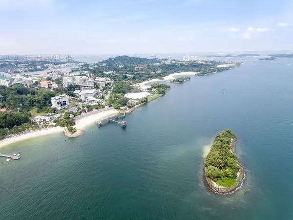 Aerial of Beaches in Sentosa