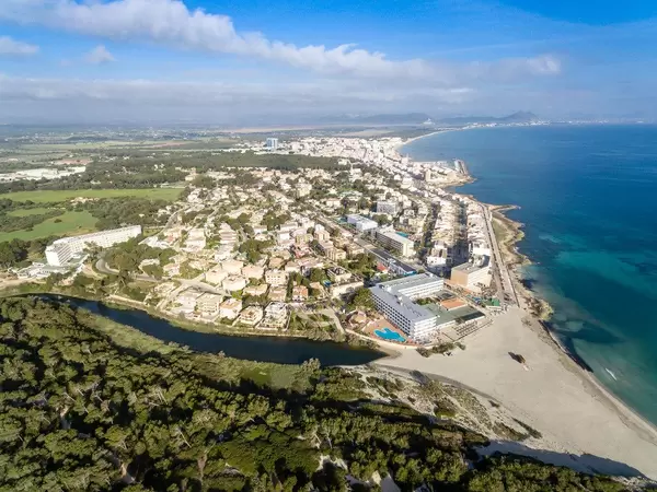 Aerial of Can Picafort, Spain