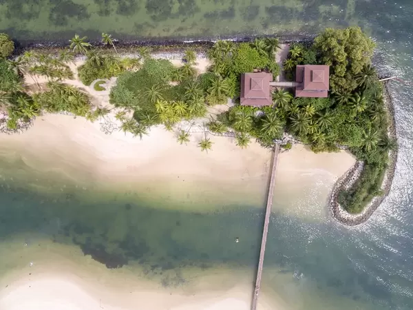 Aerial of Palawan Island, Sentosa