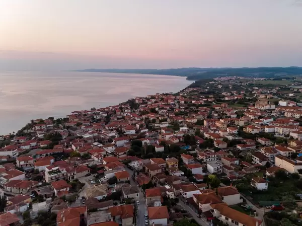 Aerial photo of Afitos at dusk