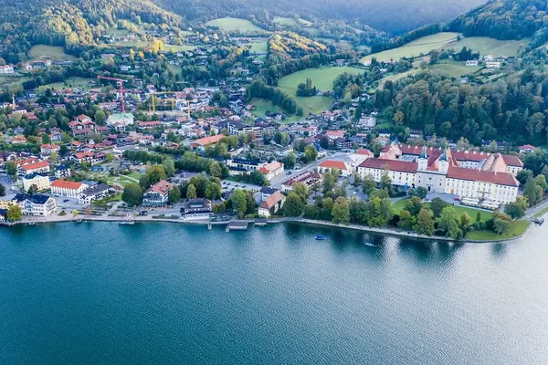 Aerial photo of the Tegernsee Abbey former benedict monastery
