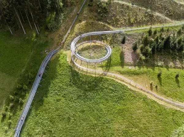 Aerial photography of summer toboggan run Gutach