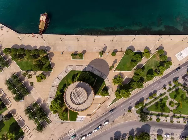 Aerial photography of White Tower of Thessaloniki