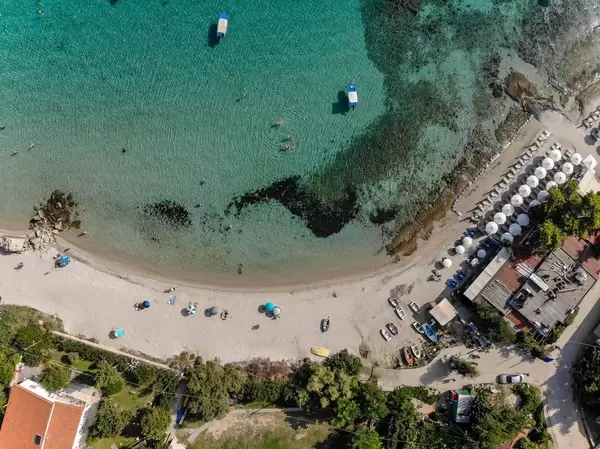 Aerial shot of Afitos beach