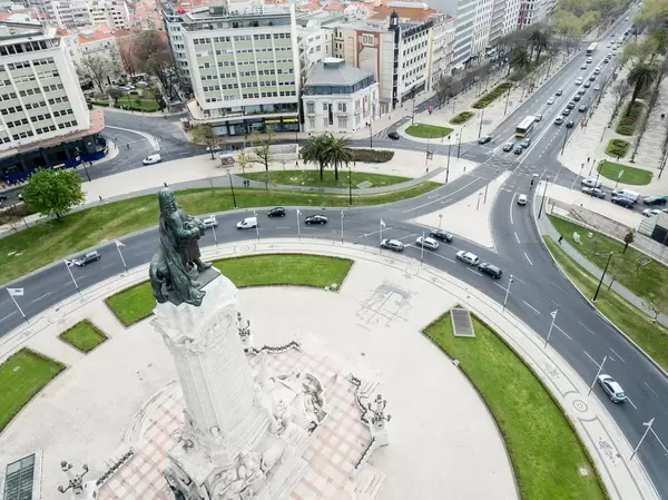 Aerial Shot of Monumento Marques de Pombal