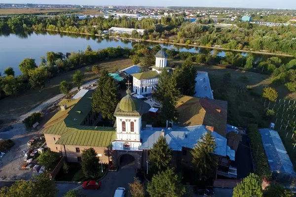 Aerial view of Plumbuita Monastery in Bucharest, Romania