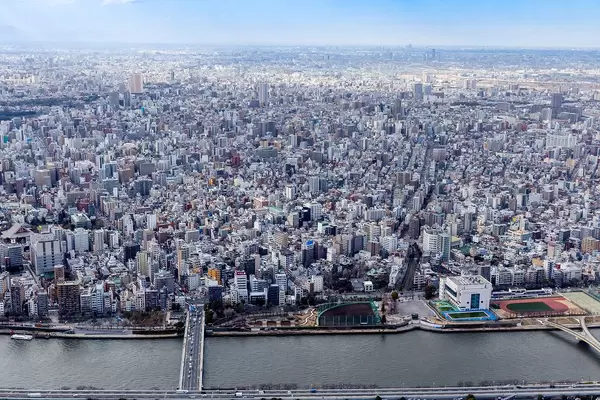 Aerial view of Tokio on a sunny day