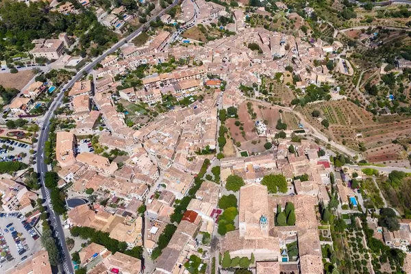 Aerial view of Valldemossa on the west coast of Mallorca, residence of artists and VIPs