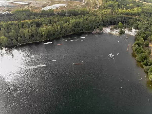 Aerial: Water Ski at Bleibtreusee Germany