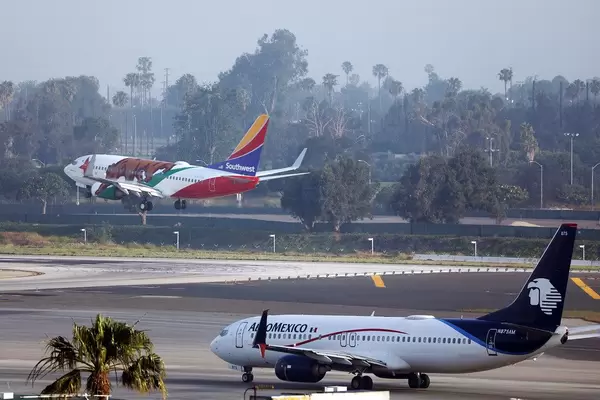 Aeromexico and Southwest airplanes in Los Angeles Airport LAX