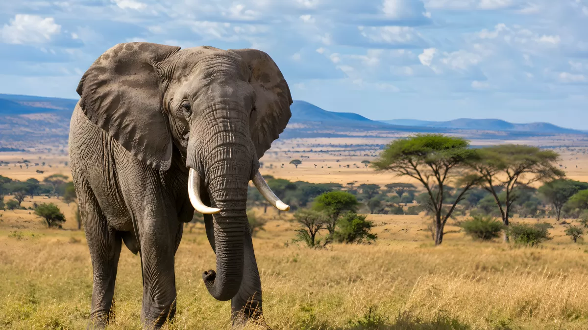 Afrikanischer Elefant auf der Savanne Tansanias