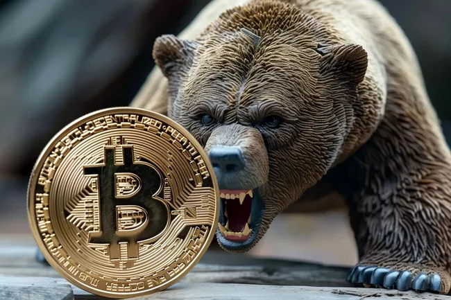 Aggressiver Bär schützt seine Bitcoin-Investition