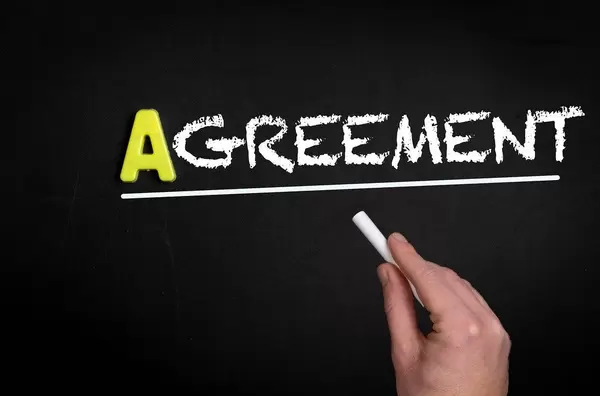 Agreement text on blackboard