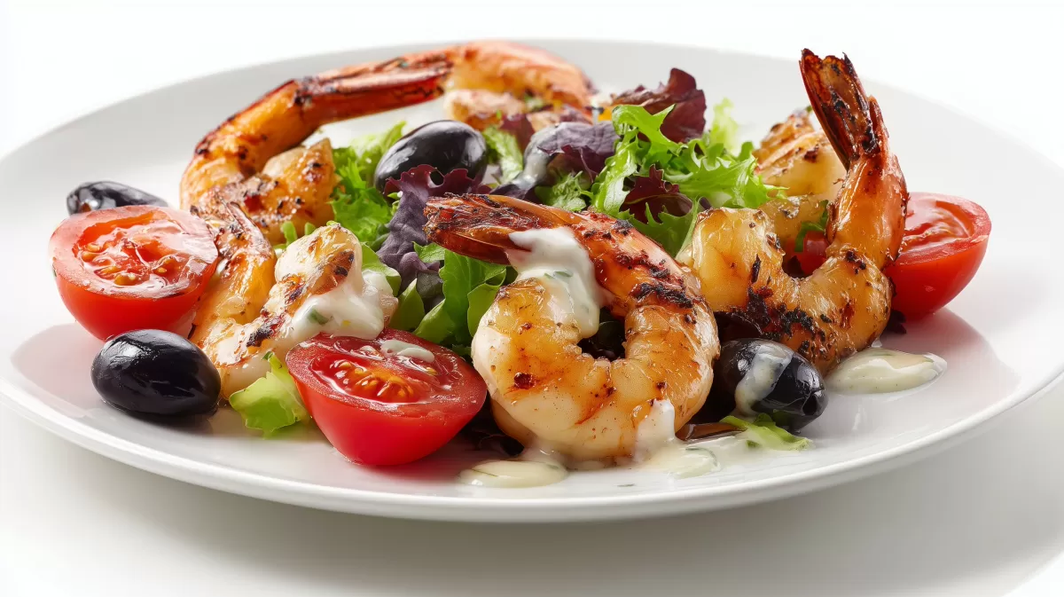 Aioli Salat mit Garnelen und Cherrytomaten
