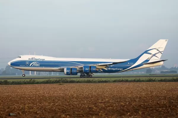 AirBridgeCargo Boeing taking off from Amsterdam Airport