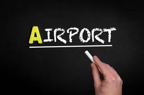 Airport text on blackboard