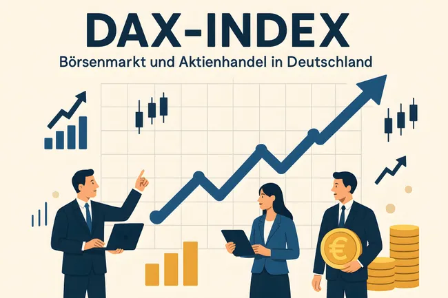 Aktienhandel und Börsendynamik: Geschäftsleute analysieren den DAX-Index