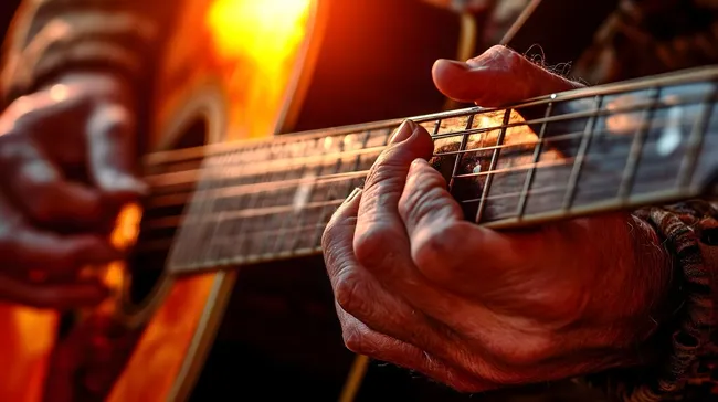 Akustikgitarre in der Abendsonne