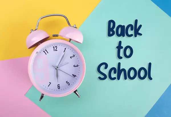 Alarm clock with Back to School text