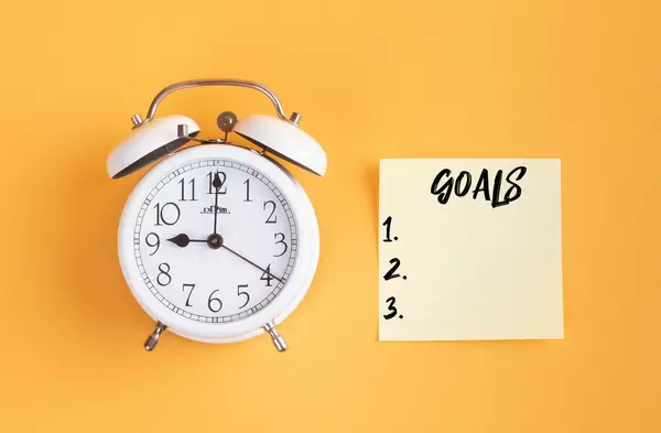 Alarm clock with handwritten Goals List