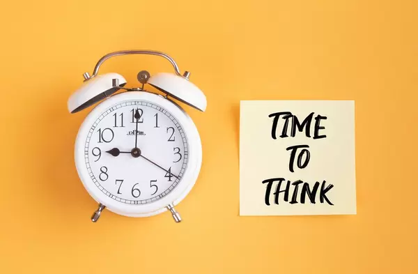 Alarm clock with handwritten text Time to Think