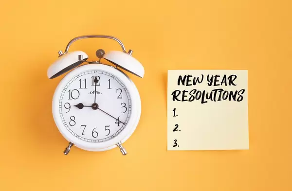 Alarm clock with New Years Resolutions List