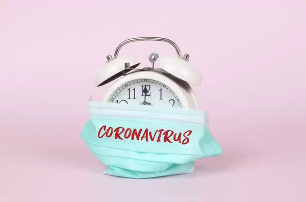 Alarm clock with safety mask and Coronavirus text