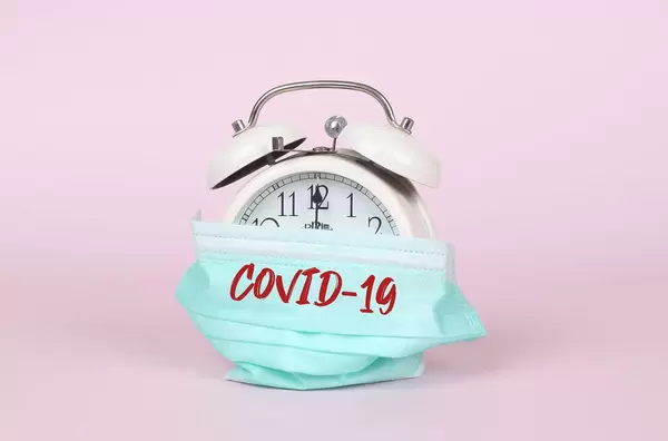 Alarm clock with safety mask and Covid-19 text