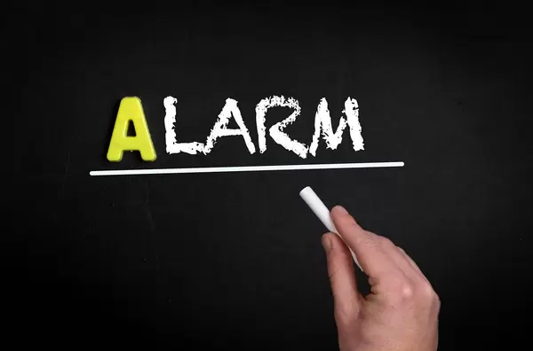 Alarm text on blackboard